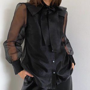 Babaton Bow Blouse, black size M